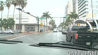 Villi jock ratsastaa kovaa kyrvää höyryisessä autossa