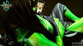 Shego扶她女王在乳胶中用大奶子和肛塞玩法惊艳