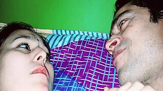 Hot homemade video with horny couple exploring big tits and handjob