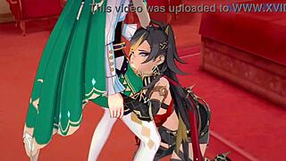 La Signora、Dehya和Venti在狂野色情动作中