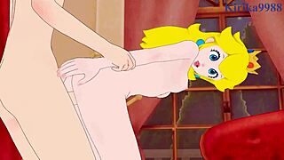 公主桃花和害羞女孩在超级马里奥兄弟Hentai中狂野性爱