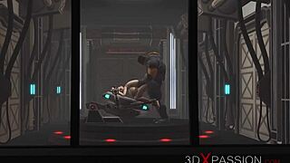 Hei, se denne sexy brunette i håndjern få hamret av BBC i sci-fi lab!