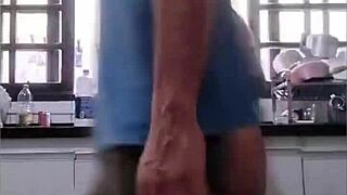 Flashing Big Ass While Washing Dishes!