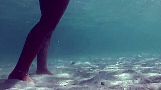 sexy girl in croc bikini contrasts with adventurous vibes