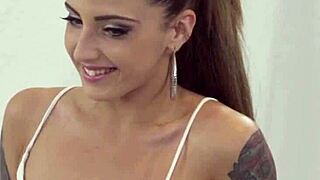 Latina photo model, bent over in reality shoot, can't resist hardcore doggystyle cock.