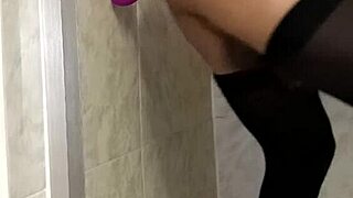 latina gay sex with dildo in bathroom