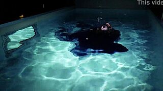 Gothic beauty Arya Grander in underwater swimming pool session