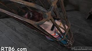 Hung up playgirl faces punishment in garage setting. watch her struggle with intense discipline.