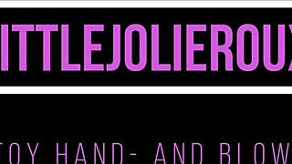 My big toy test with handjob, blowjob, and natural tits