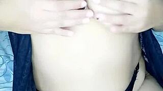 I felt alone and started masturbating, look at my full tits!