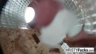 Christy and Dahlia share hot shower fun with oral and ass play