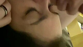 laying down for close-up ball licking