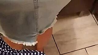 Clara's Tight Jeans Skirt Rubbed at Skirtshouse Encoxando