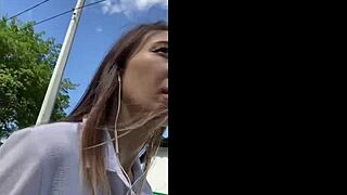 Russian Ki-sim sucks stranger off on public street in POV