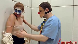 Redhead Rose Bound in Bondage for Extreme Anal Assfucking and Facial