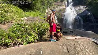 so me and my buddy took this cute black chick to the waterfall and fucked her