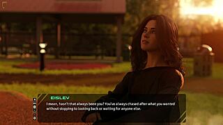 Stunning brunette talks old days in taboo hentai game