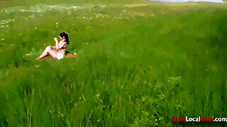 Outdoor encounter with busty brunette