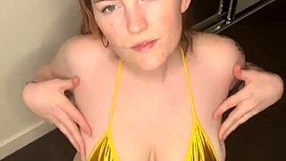 Looking down at massive tits and big ass in lingerie