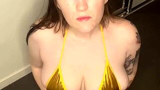 Looking down at massive tits and big ass in lingerie