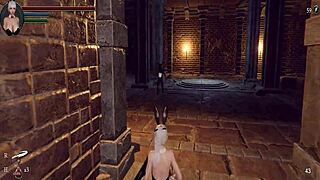 Let's see the knight girl play with shaved pussy