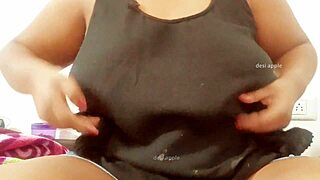 The Sri Lankan lady proudly shows off her natural big tits and ass