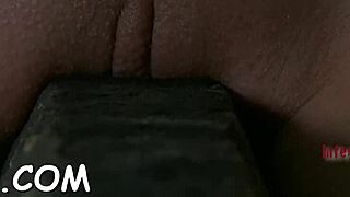 This blonde sweetheart casually rubs her tight wet pussy while gagging on toys