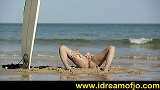 surf's up with solo gay fingering on the beach