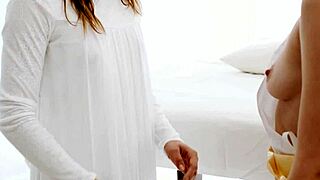 Teen Lesbians Have Fun with Big Dildo