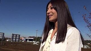 i hitchhike with no money, my small tits on display, hoping for a ride from strangers in japan