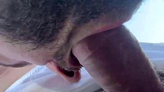 Brazilian guy sucks monster cock while cruising on the beach