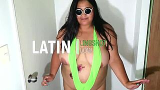 green slingshot outfit for swallowing in bbw scene