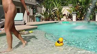 I see Nicole Aniston and Alix Lynx in a playful scene