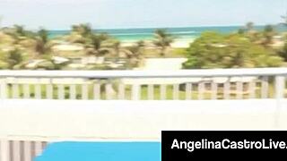 sweet cuban angelina castro getting super banged on a rooftop with doggystyle and blowjob.