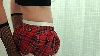 gay teen crossdressing and playing solo with cock. saw him exploring himself in a quiet corner.