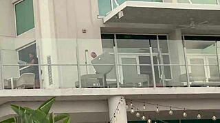 Hot ass milf shows her wet pussy in the public hot tub.