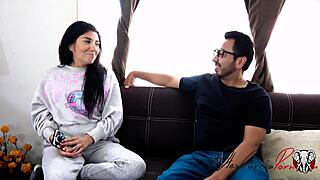 Wow! Convincing Latina neighbor for sex with monster cock in Spanish porno!