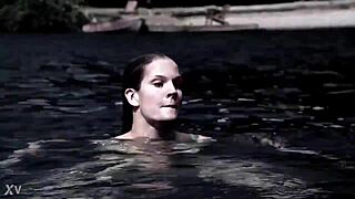 this supernatural sexy bikini blonde swims with natural tits