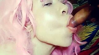 Swallowing monster cock with big tits and blowjob
