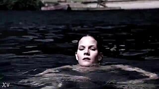 this supernatural sexy bikini blonde swims with natural tits