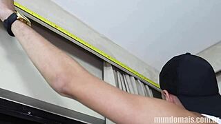 i was makin a budget with the guy changin the curtain and got a discount by suckin his big cock