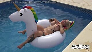 Aviva Rocks Masturbates On Unicorn With Big Tits And Ass