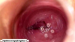 Exploring vagina with camera during masturbation