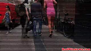 Dutch hooker sucks tourist in amsterdam threesome