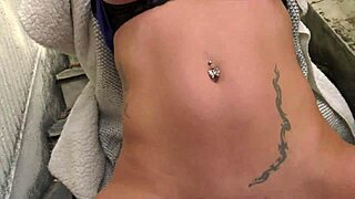 brunette with natural tits sucks cock outside her house part 2