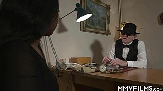 Black beauty meets old fart for a wild pounding session