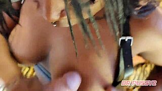 African wife with big tits gets fucked by hired photographer in doggystyle