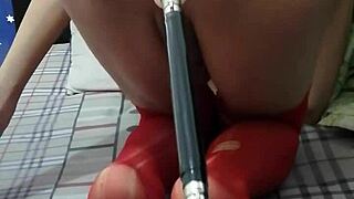 Oh my god, ladyboy yiyi engages in wild anal masturbation with a sex machine, assfucking herself passionately!
