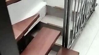 Stepsister sucks cock on roof, begs for fucking to keep secret