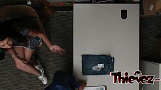 Lily Adams gets bent over for sucking and doggystyle blowjob in thievez series.